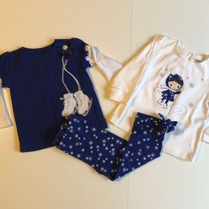 Baby girl tops with matching leggings.